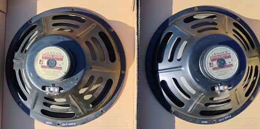 RARE Pair 1968 Jensen CN12-S 12" Speakers- Rare Aluminum Dust Covers